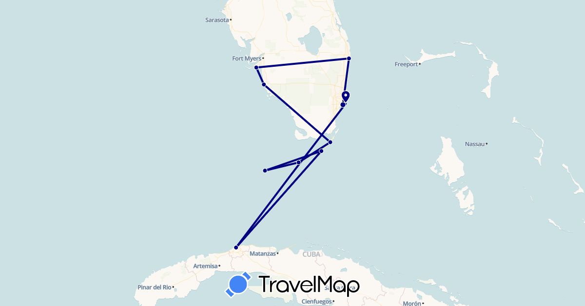 TravelMap itinerary: driving in Cuba, United States (North America)